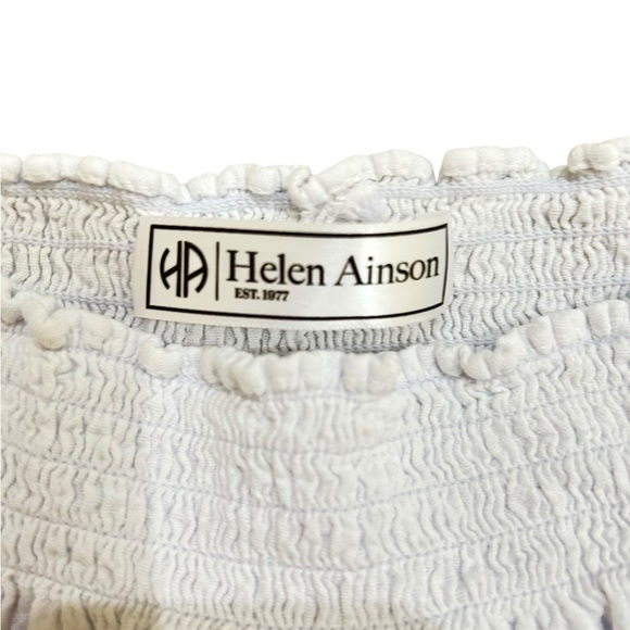 Helen Ainson White Smocked 100% cotton peasant Blouse boutique size small - Picture 9 of 11